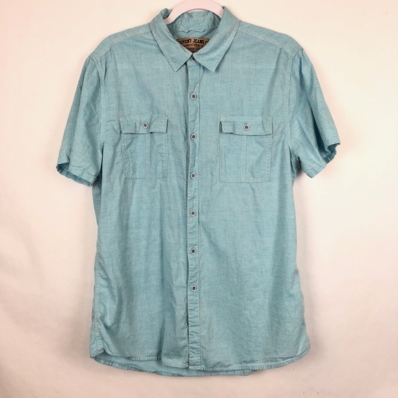 Seven7 Jeans Co Mens Button Down Short Sleeve Size L  (BM1) - Picture 1 of 5